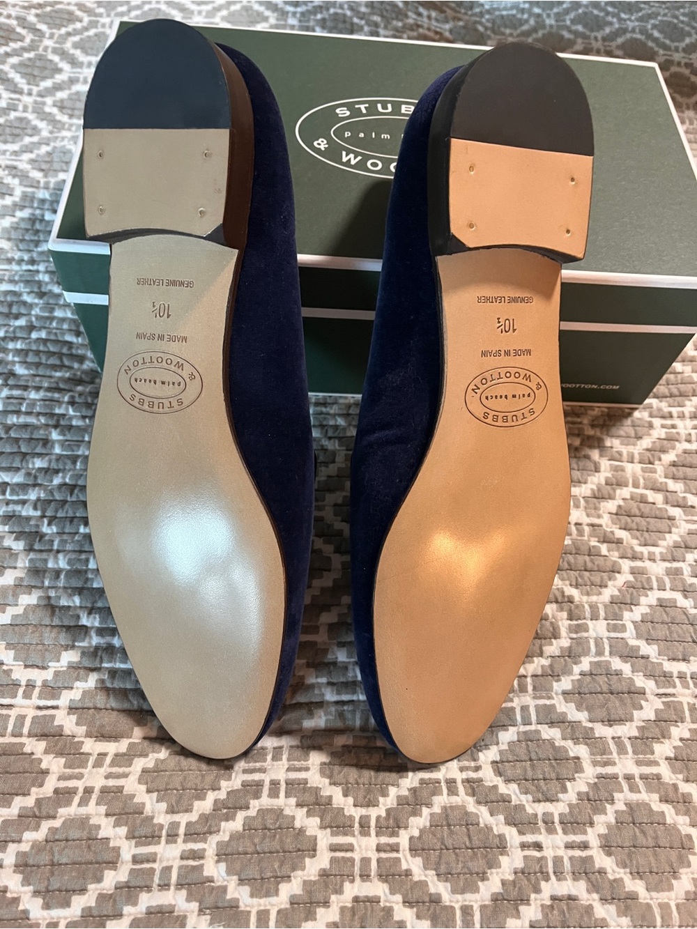 Stubbs & Wootton Navy Velvet  Storm Embroidered Loafers - Picture 5 of 12